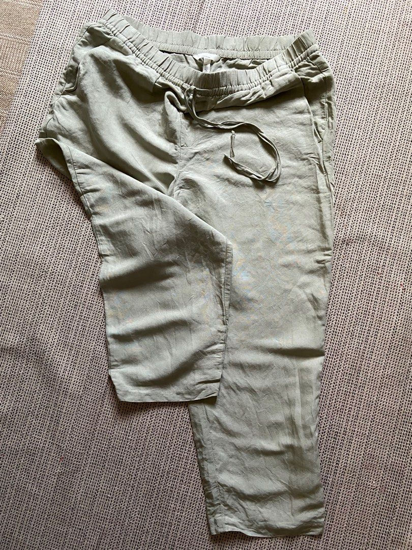 H&M Pull on Linen blend trousers, Women's Fashion, Bottoms, Other Bottoms on  Carousell