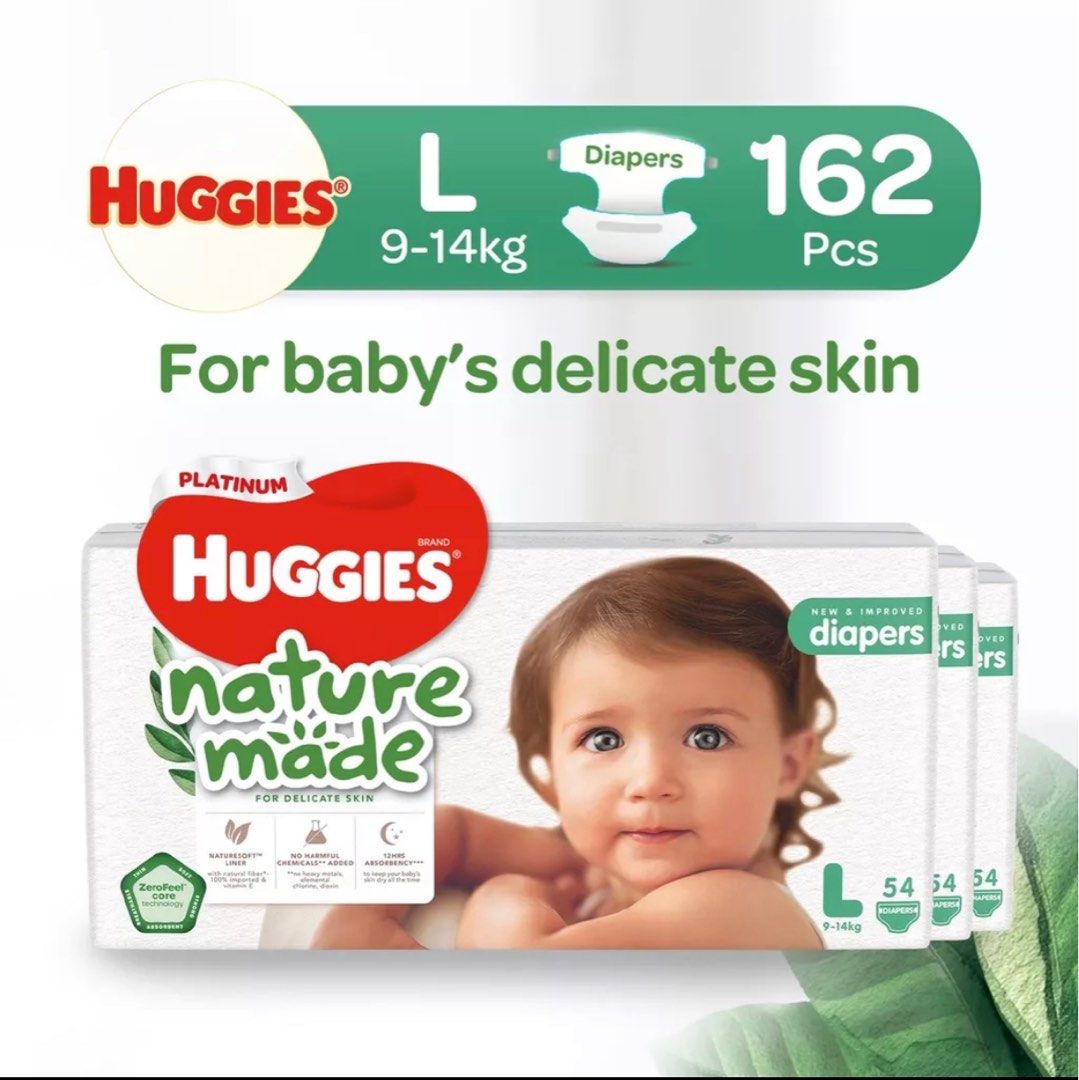 Huggies Diapers Platinum L (Tape), Babies & Kids, Bathing & Changing