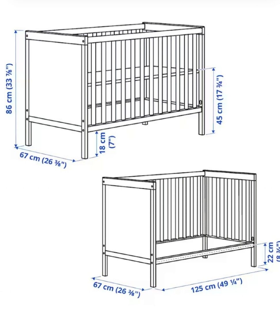 Baby cot dimensions online