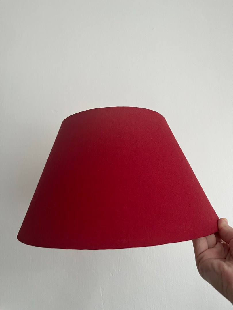 IKEA red linen lamp shade, Furniture & Home Living, Lighting & Fans