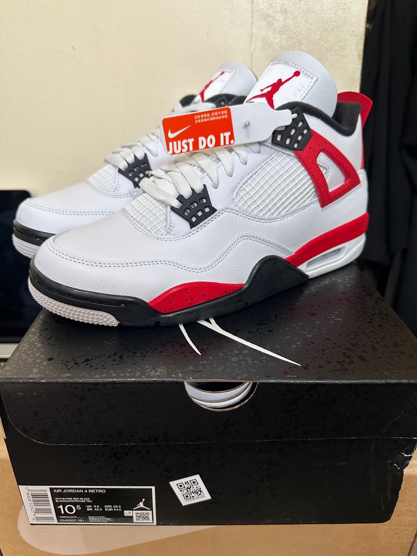 Jordan 4 Retro Red Cement US10.5 44.5, 男裝, 鞋, 波鞋- Carousell