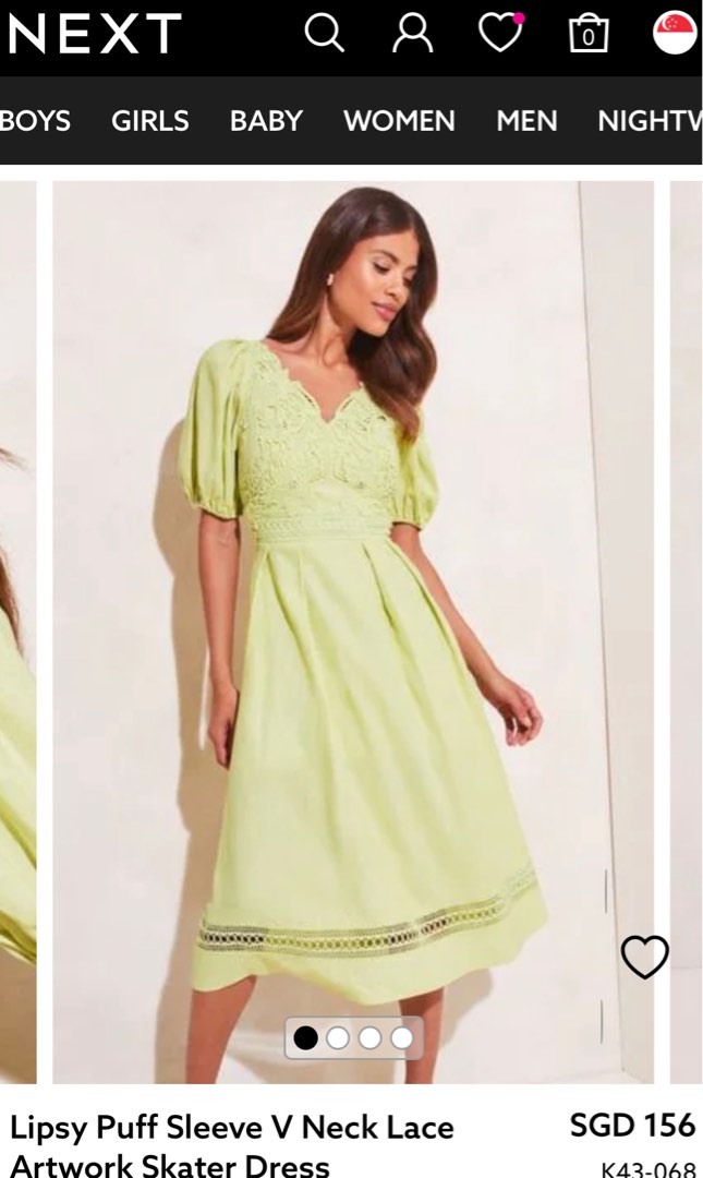 Lipsy BNWT Green Puff Sleeve Midi Dress Women s Fashion Dresses