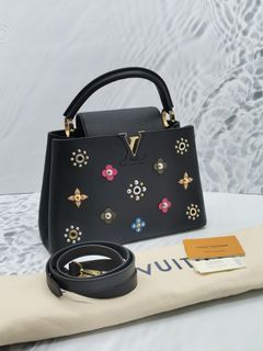 Louis Vuitton Taurillon Enamel Chain Capucines Bb Black Multicolor