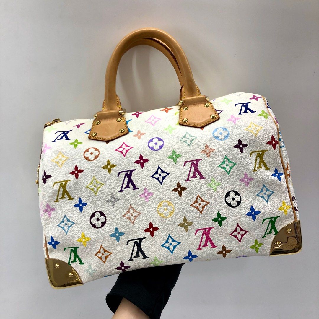 LOUIS VUITTON Monogram Multicolor Speedy 30 Hand Bag White M92643