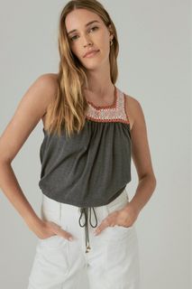 Lucky Brand Crochet Trim Bubble Tee