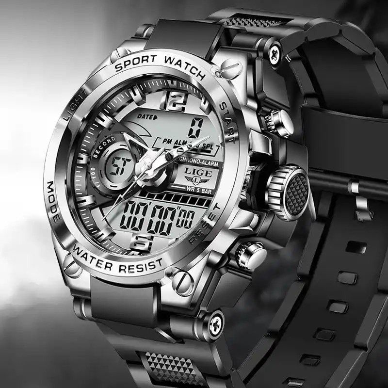Men Military Watch Digital 50m Waterproof Wristwatch LED Quartz