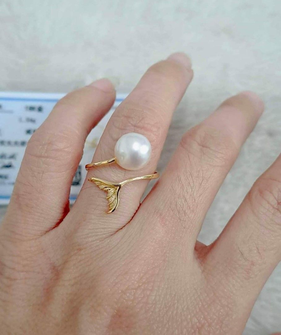 Mermaid Pearl Ring 18K Saudi Gold w South Sea Pearl