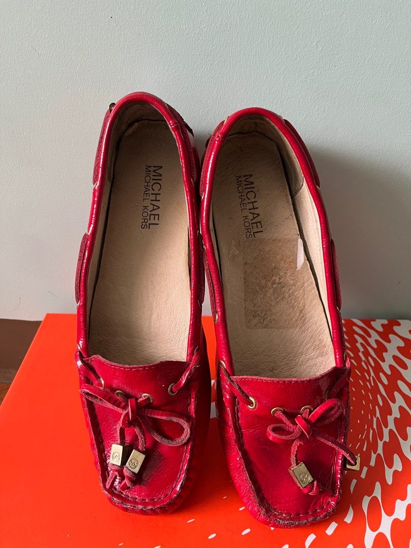 Michael Kors red shoes genuine leather Women s Fashion Footwear