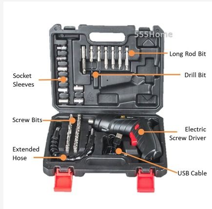 Mini Electric Screwdriver Set USB Power Tool Kit Cordless - Main Image