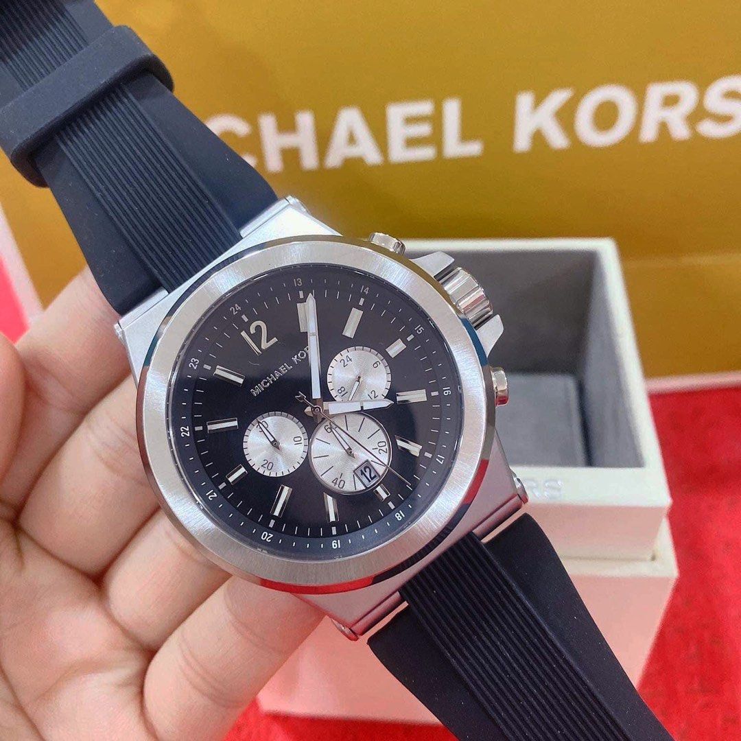 MK DYLAN RUBBER STRAP SILVER DIAL AUTHENTIC WATCH Men s Fashion
