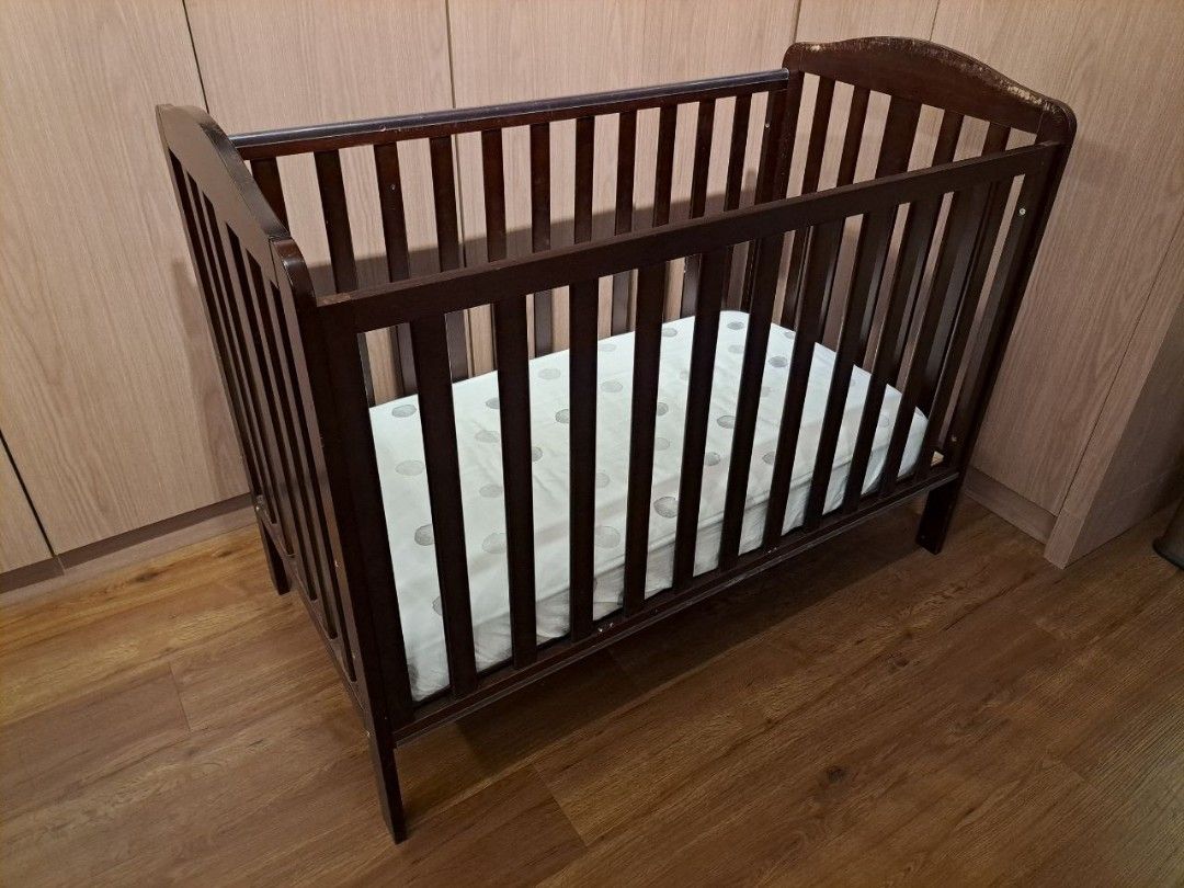 Dark timber cot new arrivals