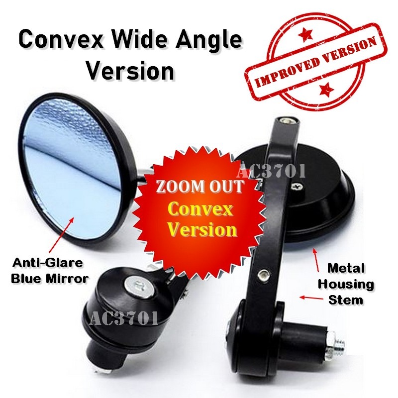 Motorcycle Convex Bar End Mirror Wide Angle Side Mirror for eBike