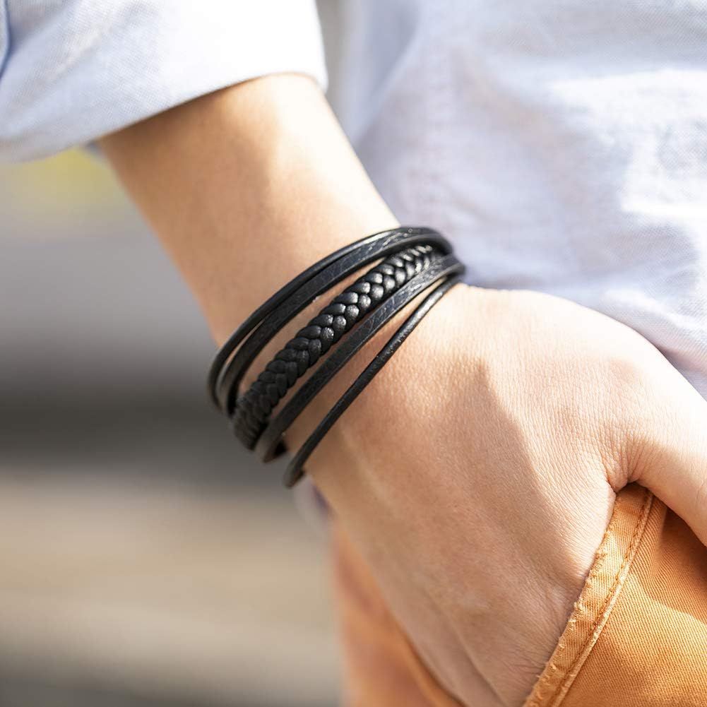 Mens leather cheap bangle bracelets