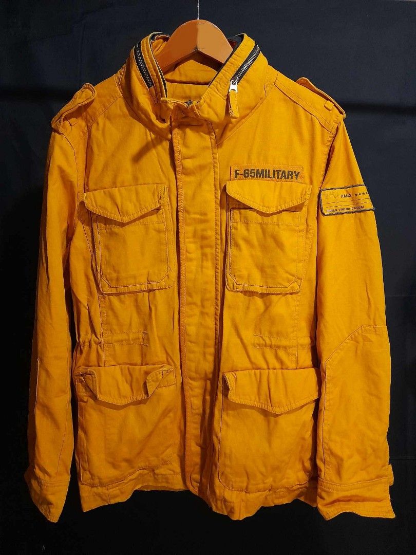 Mustard Yellow Colorway Multipockets Military jacket Men s