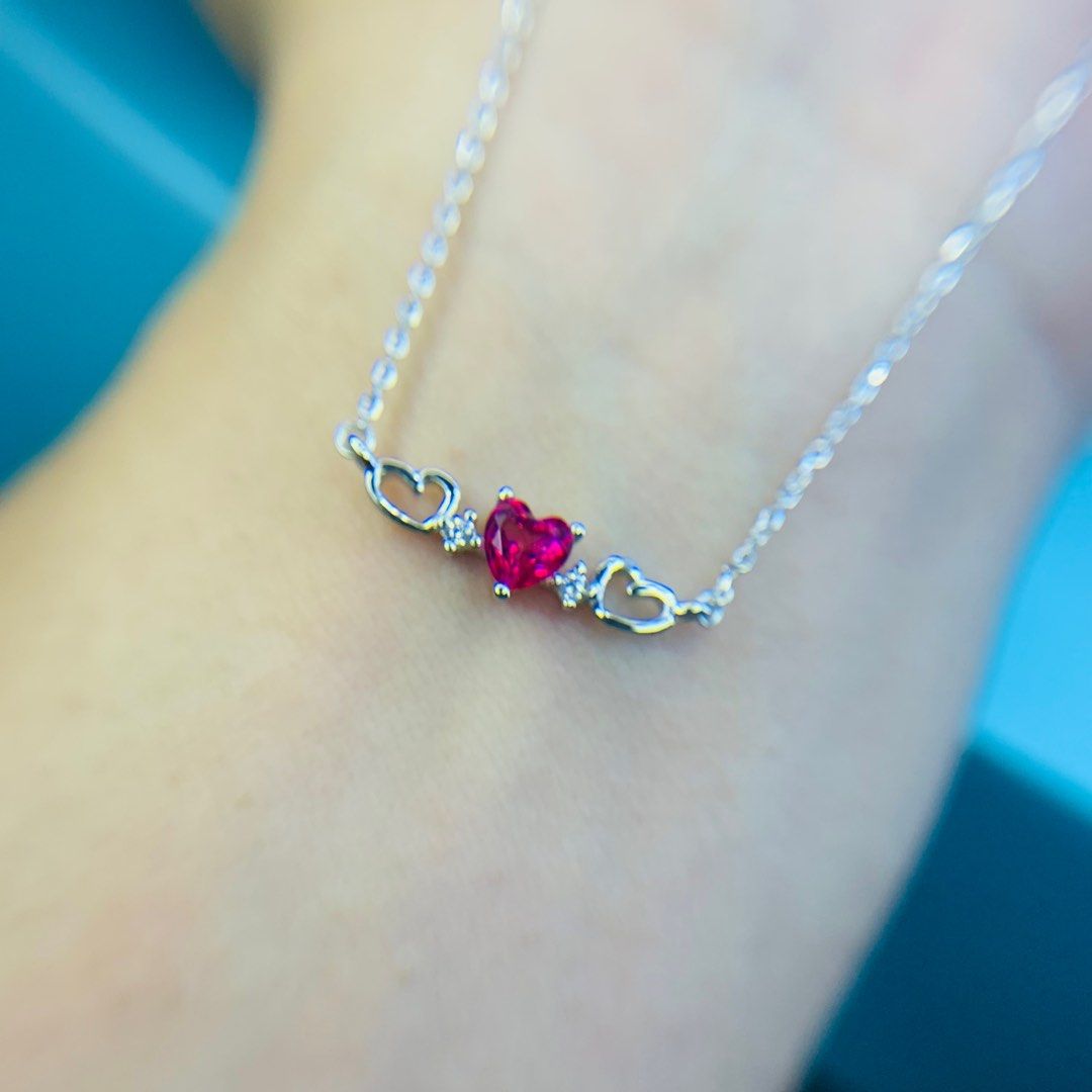 Heart Bracelet – Topaz & Ruby