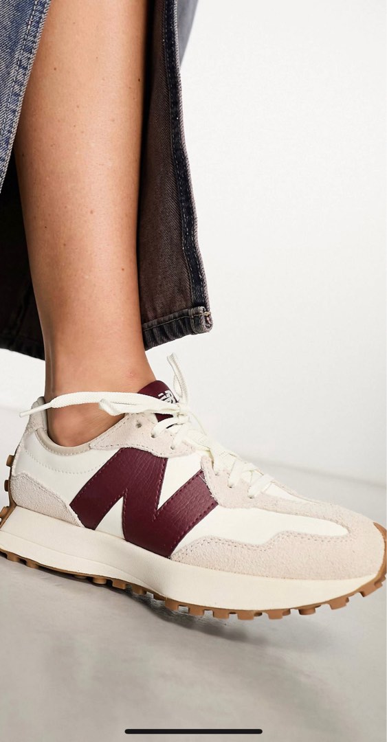 New balance burgundy suede 327 trainers on sale