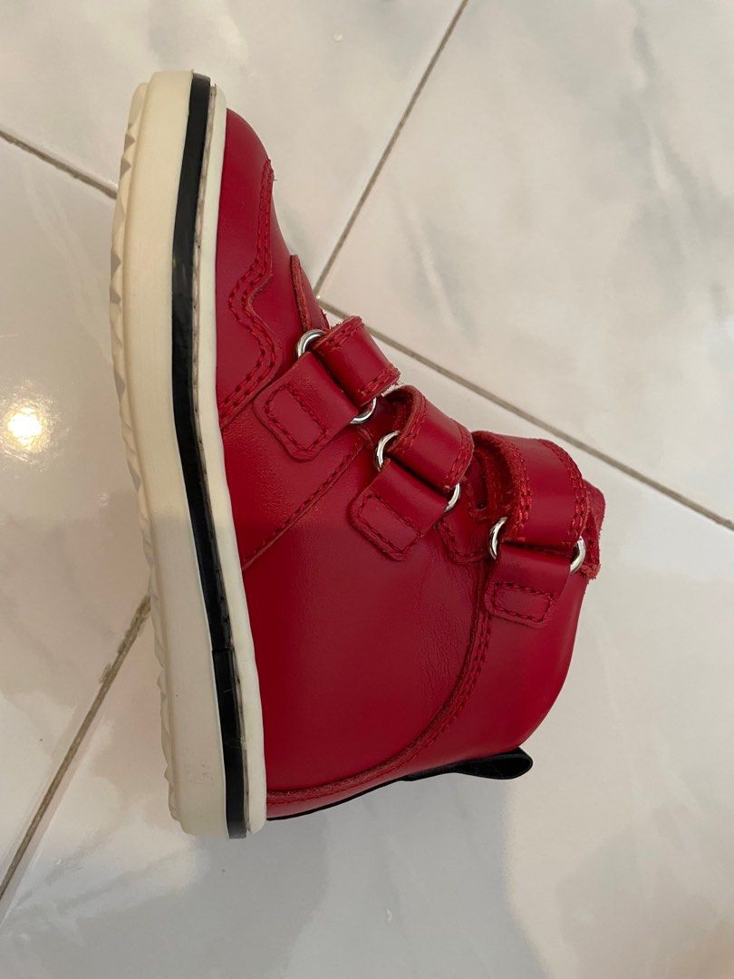 Red leather trainers store