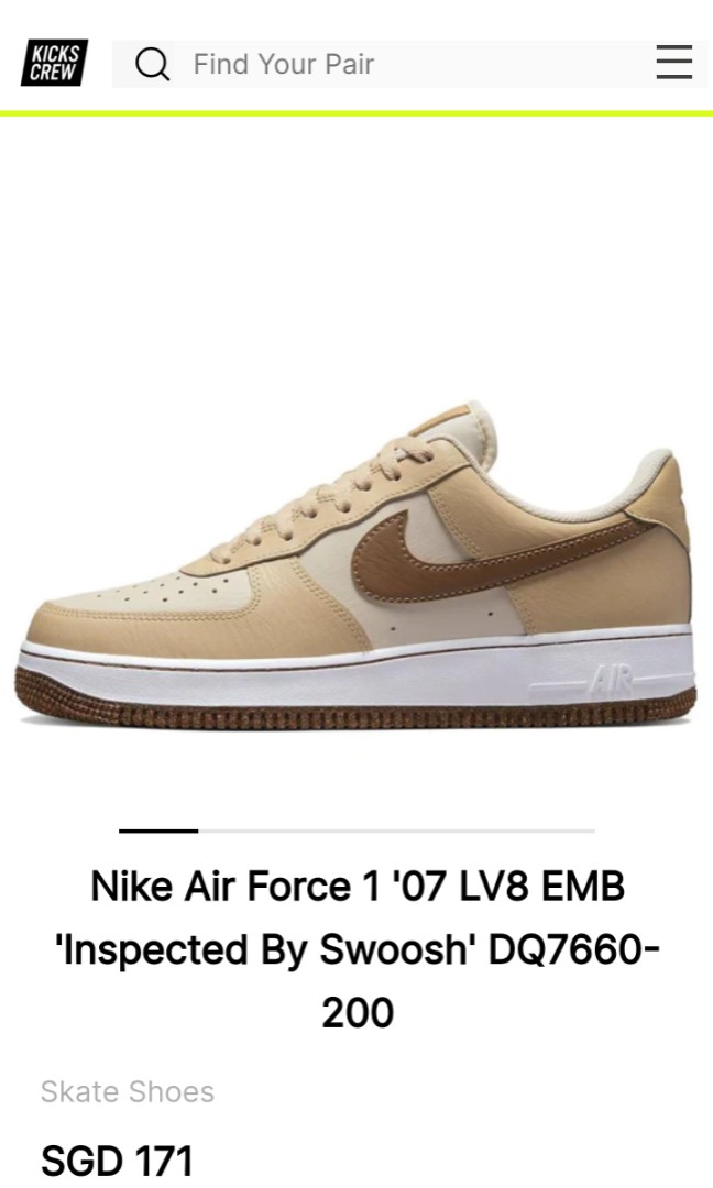 Nike Air Force 1 '07 LV8 EMB 'Inspected By Swoosh' DQ7660-200 - KICKS CREW