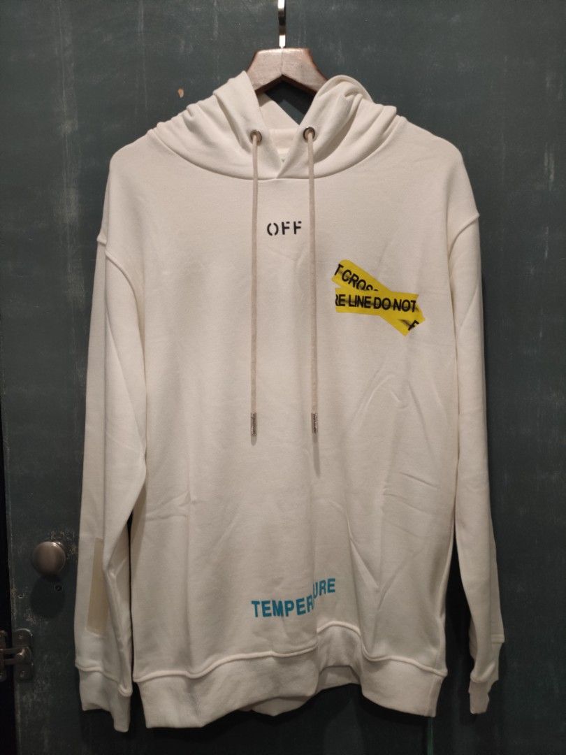 Off white caution tape hoodie on sale
