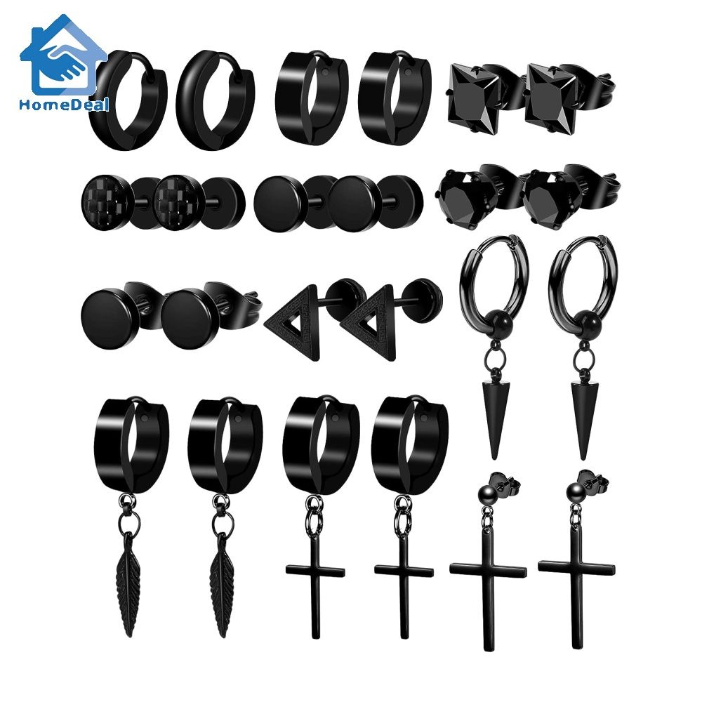 Mens black earrings top