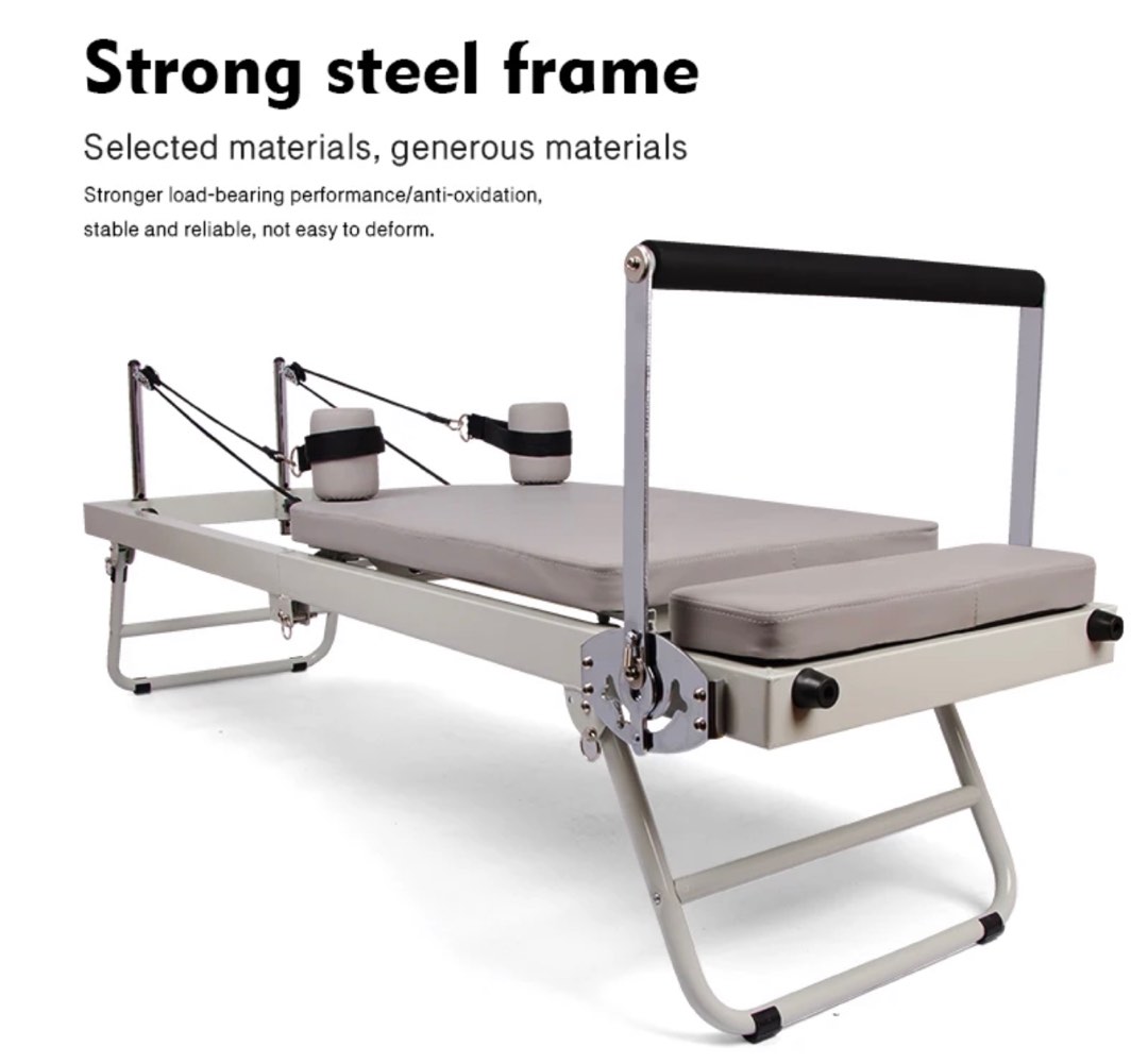 Pilates Compact Reformer Easy Set Up at Home Grey and Black FREE