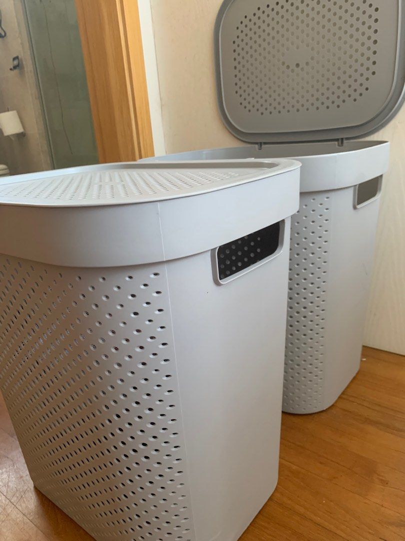 Plastic Laundry Hamper (Set of 2), Furniture & Home Living, Bathroom