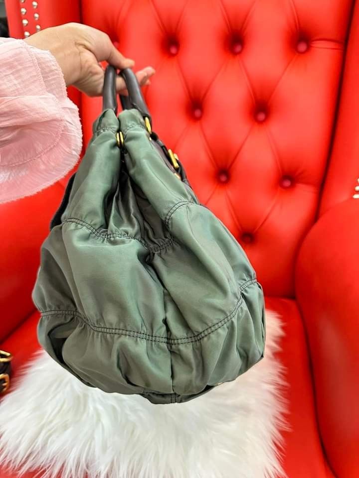 Prada Green Tessuto Nylon Gauffre Tote Bag