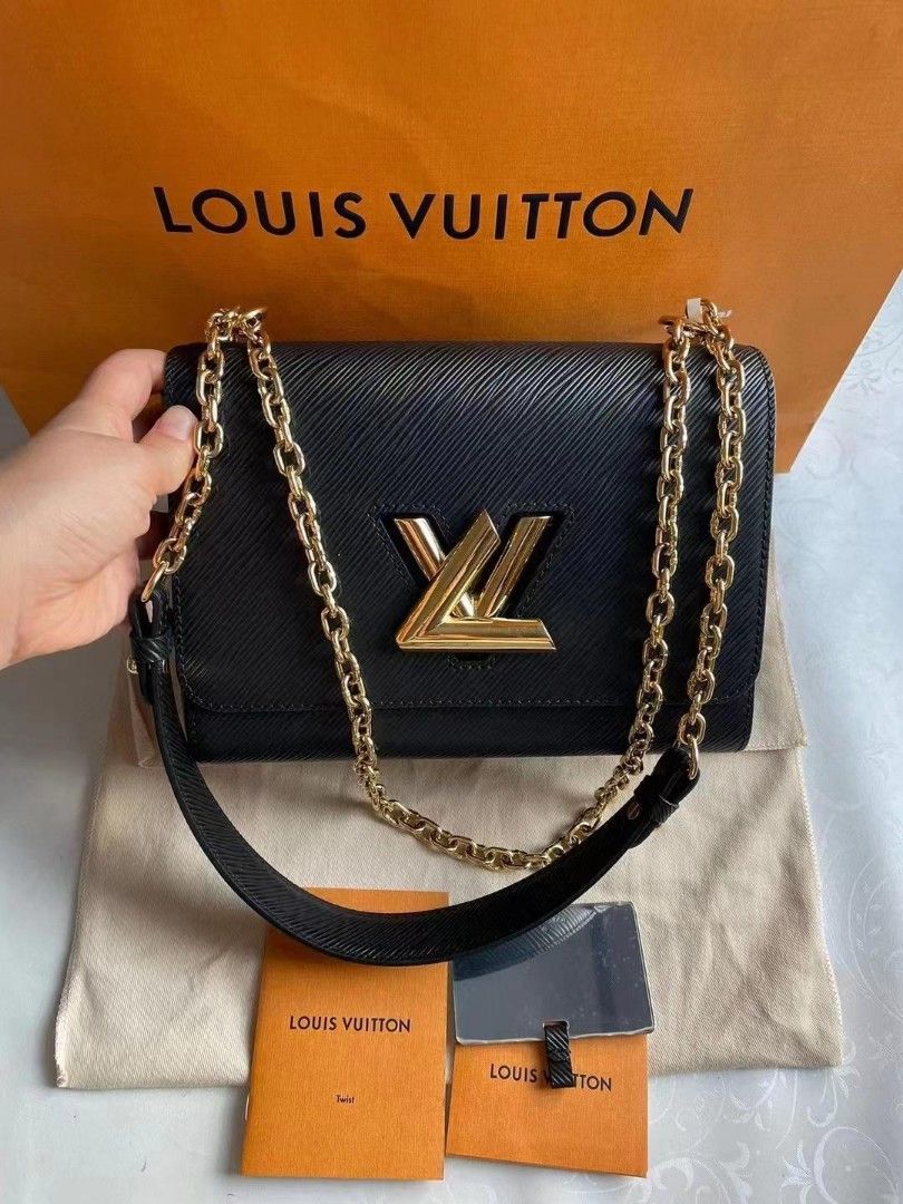 Louis Vuitton Twist MM Jacquard Strap Black Epi Leather GHW Size