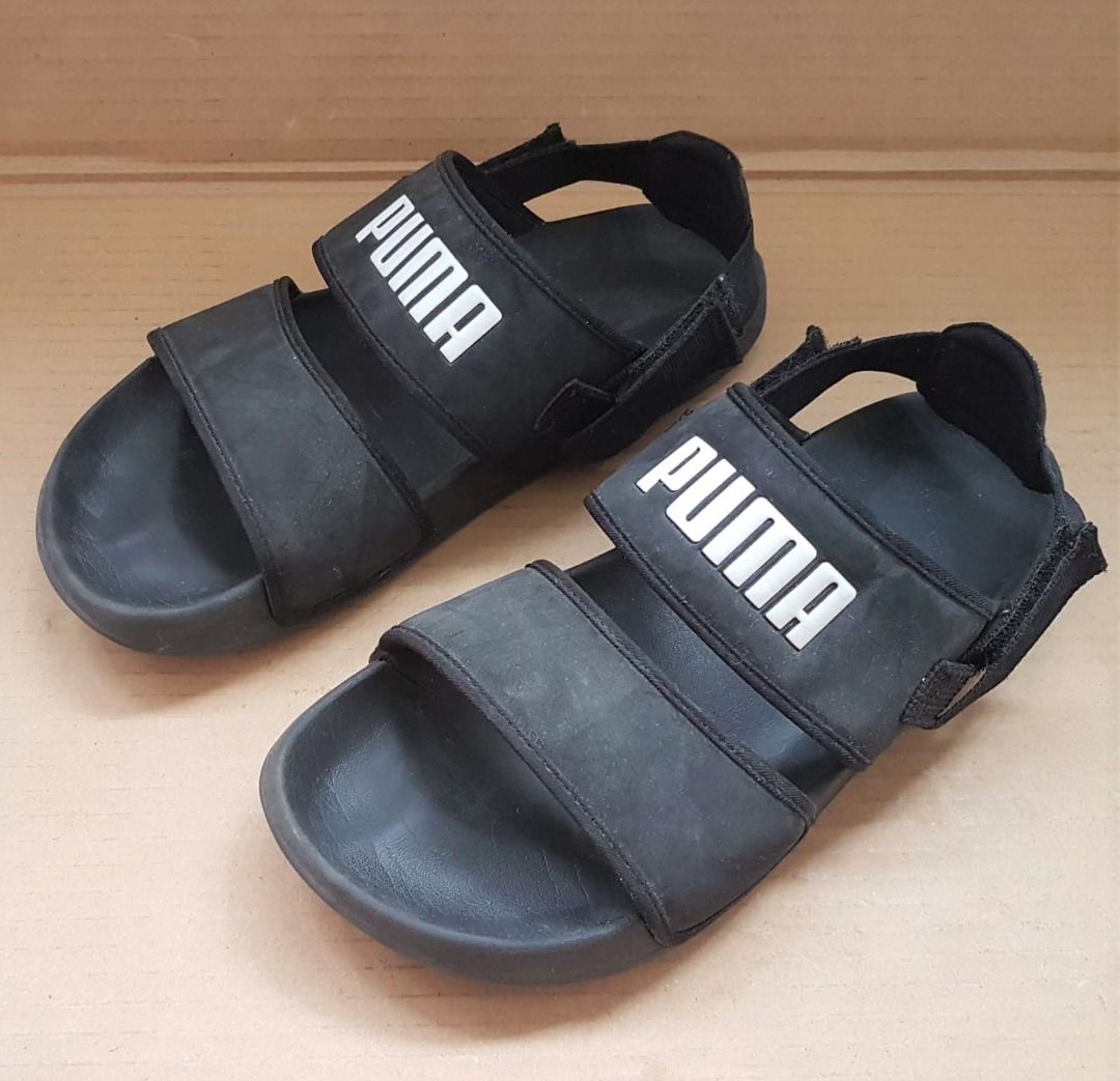 PUMA Designer Sandals US 9 UK 8 EU 42 Puma Leadcat YLM Lite Shoes Black Slip on Sliders Ankle Strap Old Skool Cult Street Fashion Pop Art
