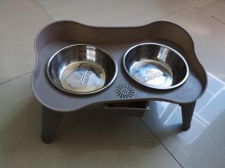 Elevated Dog Bowls For Large Dogs, Medium And Small, 15 Tilted Adjustable Raised  Dog Bowl Stand With 1 Slow Feeder Dog Bowl & 2 Stainless Steel Dog Bo