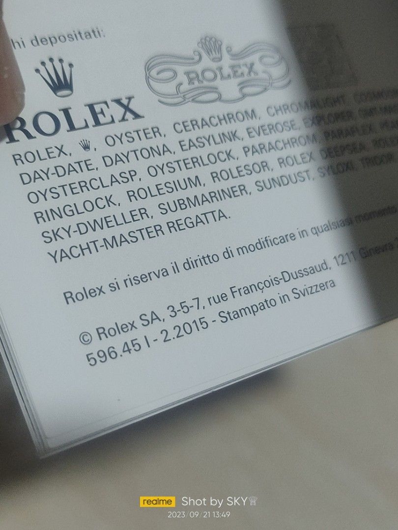 Rolex Explorer 1 booklet 2015 (Category: Luxury Watches) located in Quezon City. Submitted by sky_sale (Listing ID 1255993370, Image 2). Description: AUTHENTIC Rolex Explorer 1 booklet 2015 not ENGLISH.