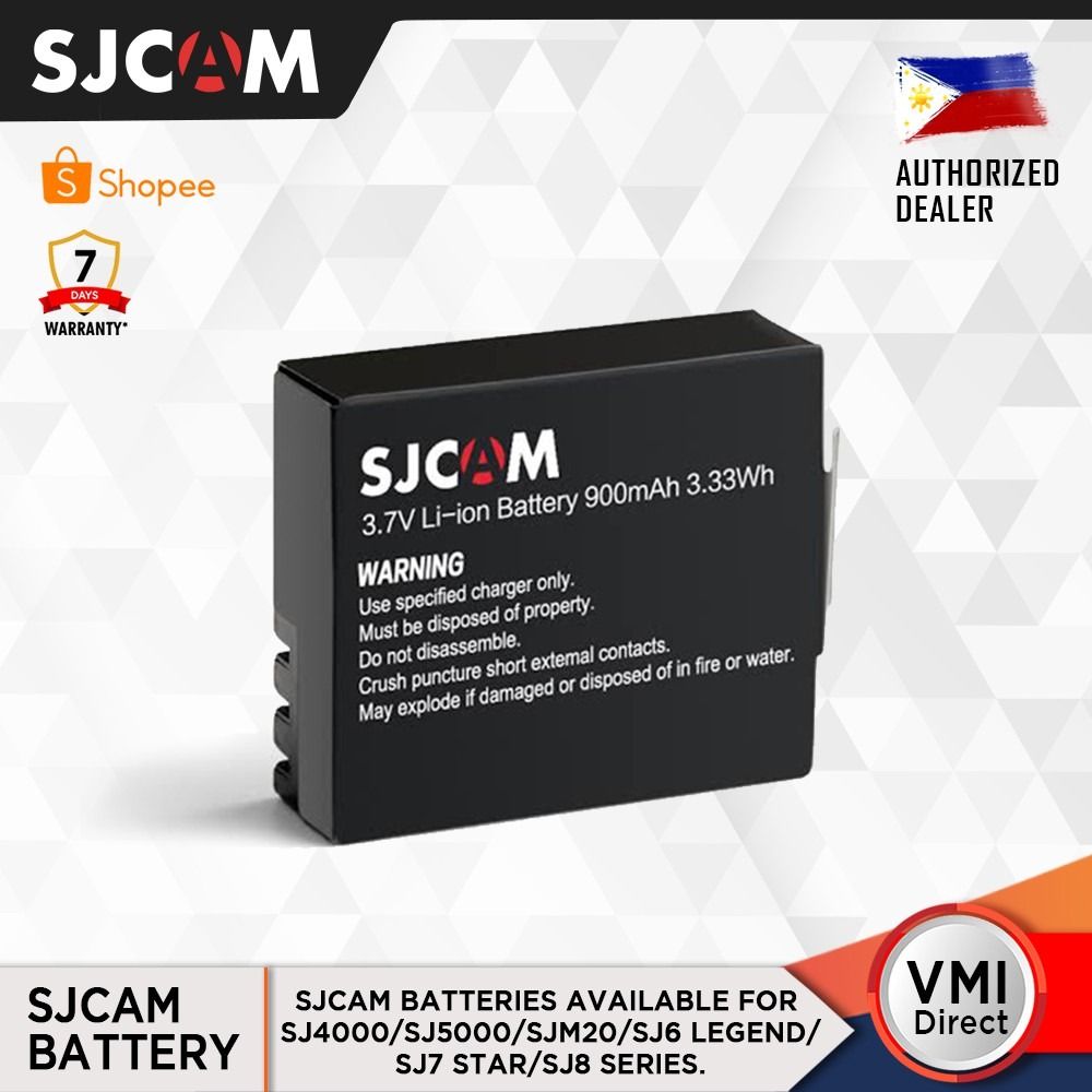 SJCAM Battery- SJ4000/SJ5000/SJM20/SJ6 LEGEND/SJ7 Star/SJ8 SERIES- VMI ...