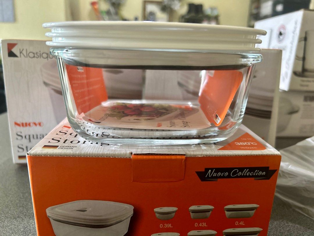 Square Glass Organizer (Category: Storage Boxes & Baskets) located in Manila. Submitted by cozzyessentialshopph (Listing ID 1255966250, Image 1). Description: Items: Klasique Nuovo Square Glass Storage Container 🌟 Capacity 0.9L 🌟 oven safe 🌟 tempered glass 🌟 German Design 🌟 keep your food fresh Dimension: 16.8x15.9x8cm 🌟 Safe: oven, microwave, refrigerator, dishwasher ⚠️ Warning ⛔️ No to direct flame ⛔️ Do not use the lid in the oven 📍 Loc