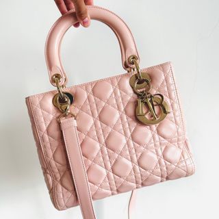 Large Lady Dior Bag Sand Pink Cannage Lambskin