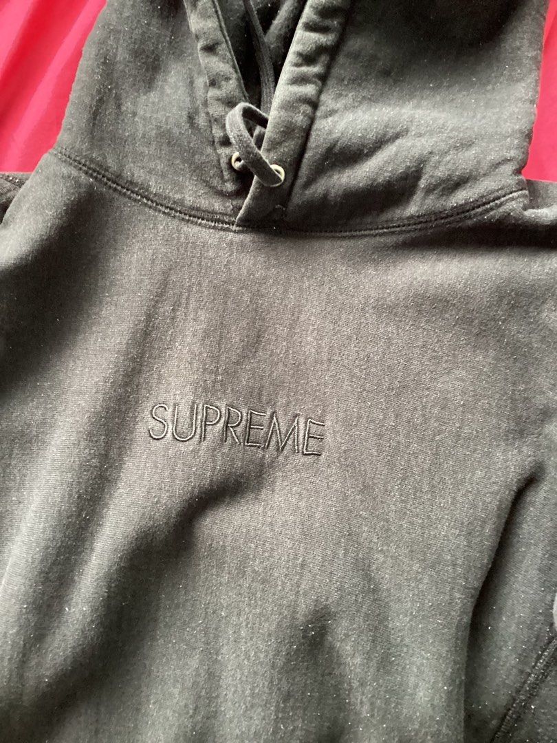 Dark grey top supreme hoodie