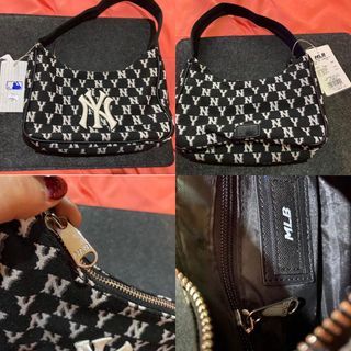 Tas MLB Monogram Jacquard Bowling Bag Wanita, Barang Mewah, Tas