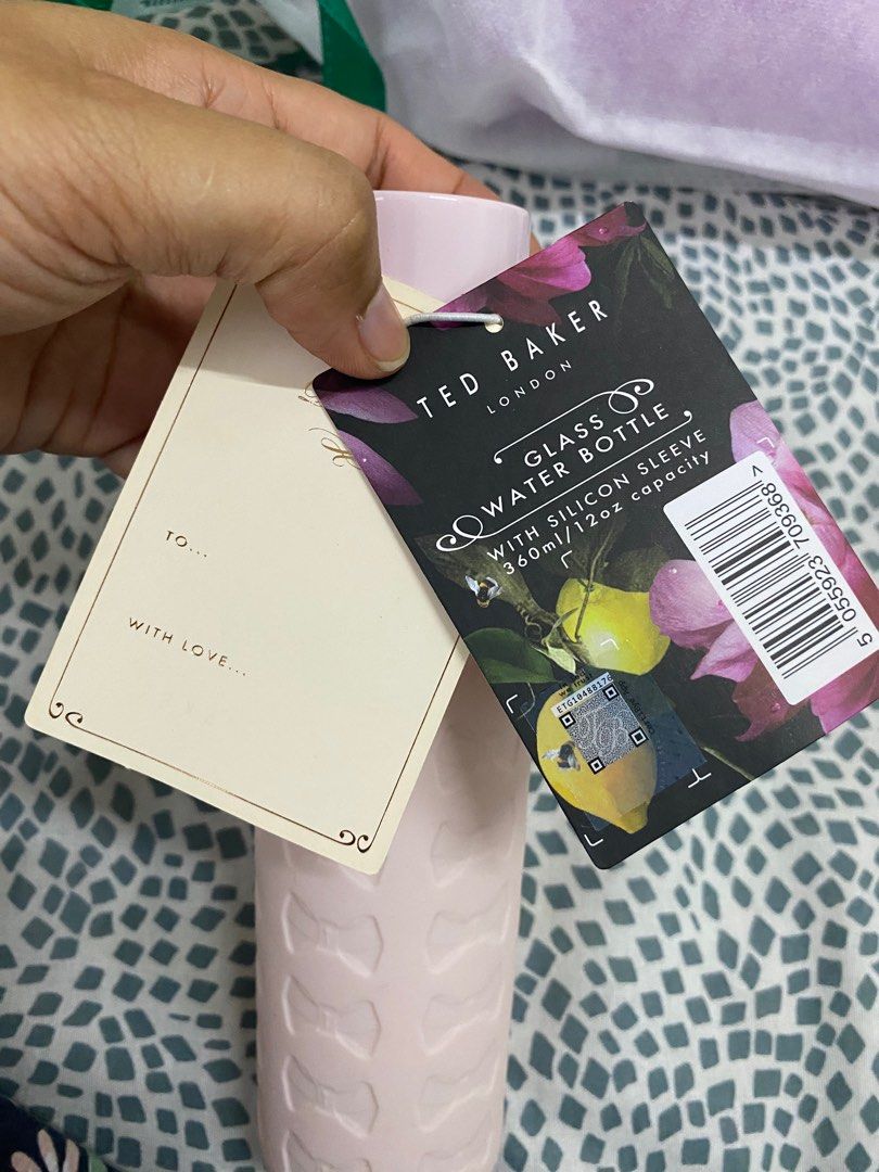 Ted Baker Drink Me Glass Water Bottle, Furniture & Home Living
