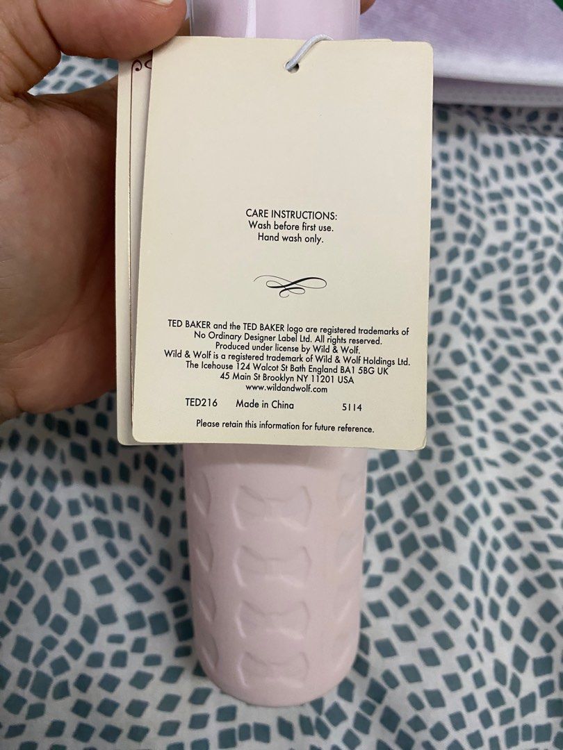 Ted Baker Drink Me Glass Water Bottle, Furniture & Home Living