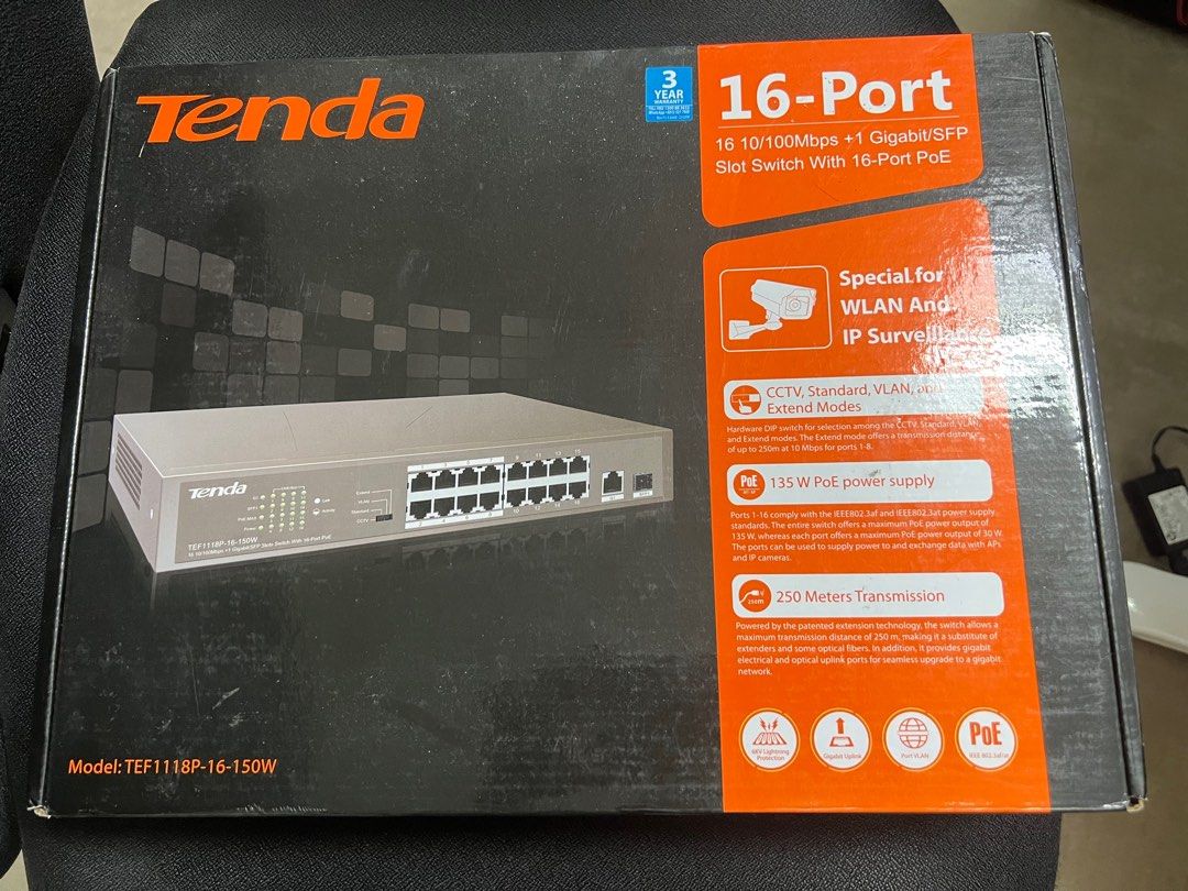 Tenda 16 Port POE Switch TEF1118P-16-150W, Computers & Tech, Parts ...