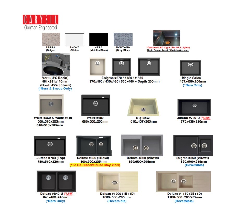 Kitchen Sinks, MONIC, CARYSIL, BLANCO, KOHLER, ENGLEFIELD, ELKAY