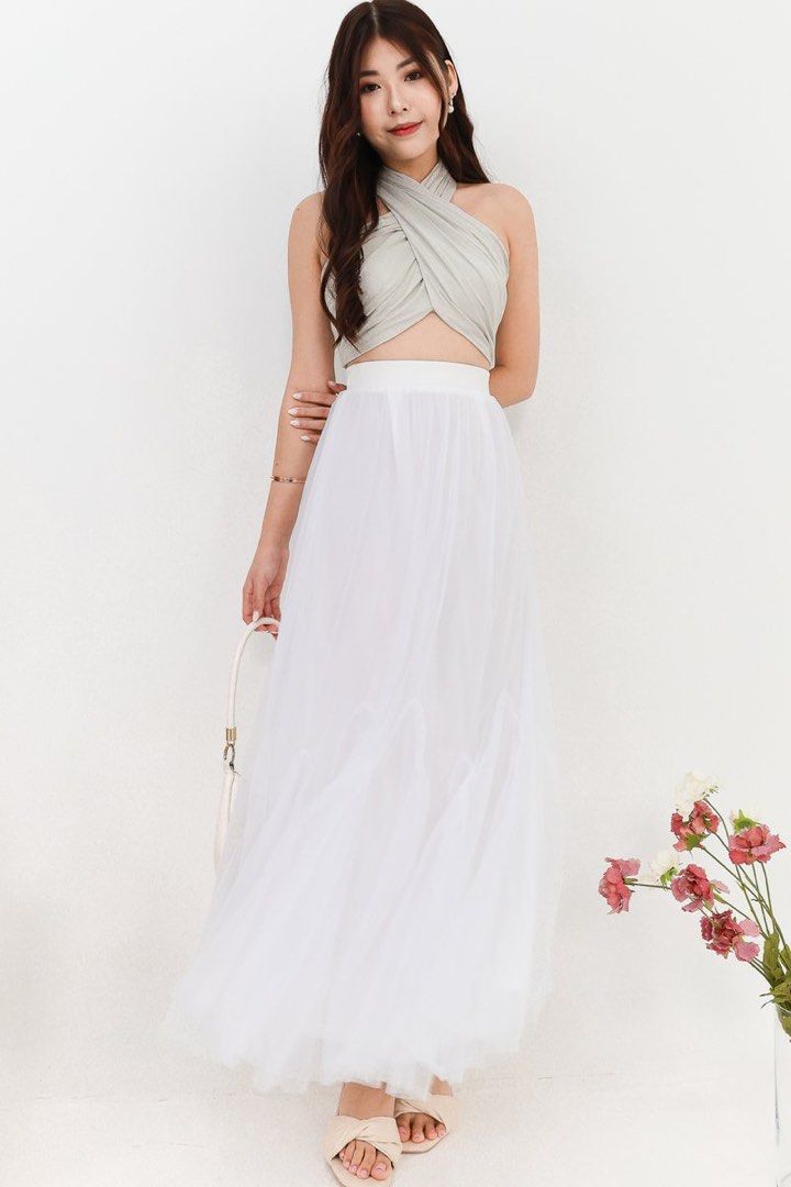 Shayna Tulle Maxi Skirt - White