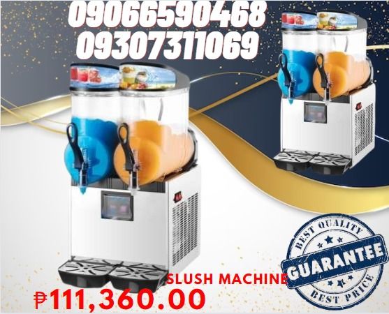 two flavor of Slush Machine (Category: Other Kitchen Appliances) located in Aroroy. Submitted by 09307311069 (Listing ID 1255997307, Image 1). Description: Model : XSC-2 Capacity (Liters) 2X15L Feature Embraco Compressor Temp.: -1°C ~ -3°C Slush mode&Juice mode LED light lids Power (W) :700w Dimension (mm) Net: 365x475x713mm Packing : 435x545x830mm Weight (Kg) 52 Price :111,360.00.