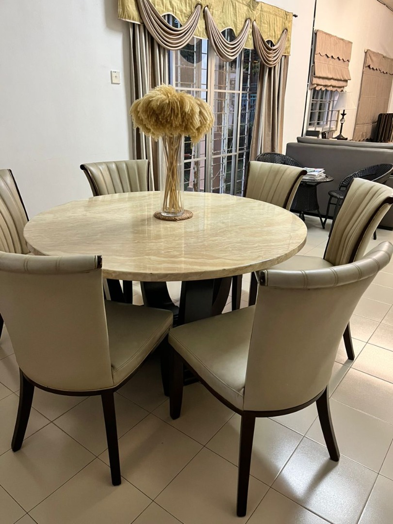 USED Marble Dining Table 6 Seater For Sale, Furniture & Home Living