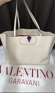 Valentino Large Fill Me Tote in White Leather