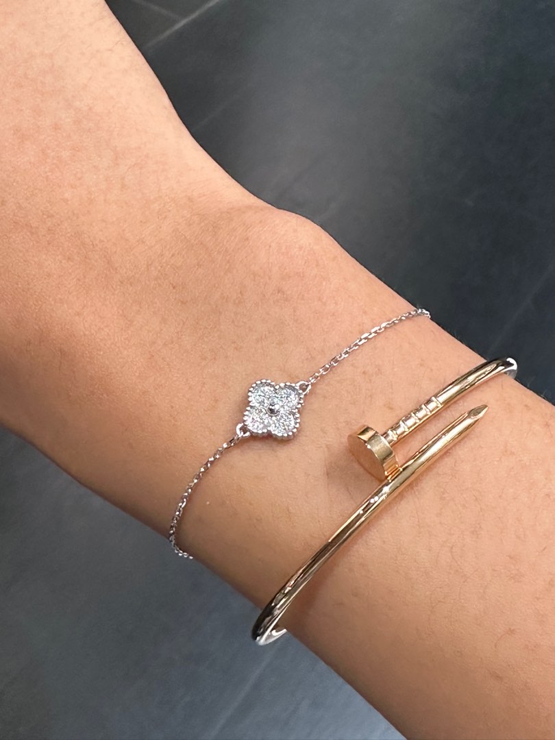 VCA Van Cleef Sweet Alhambra Diamond White Gold Bracelet Luxury