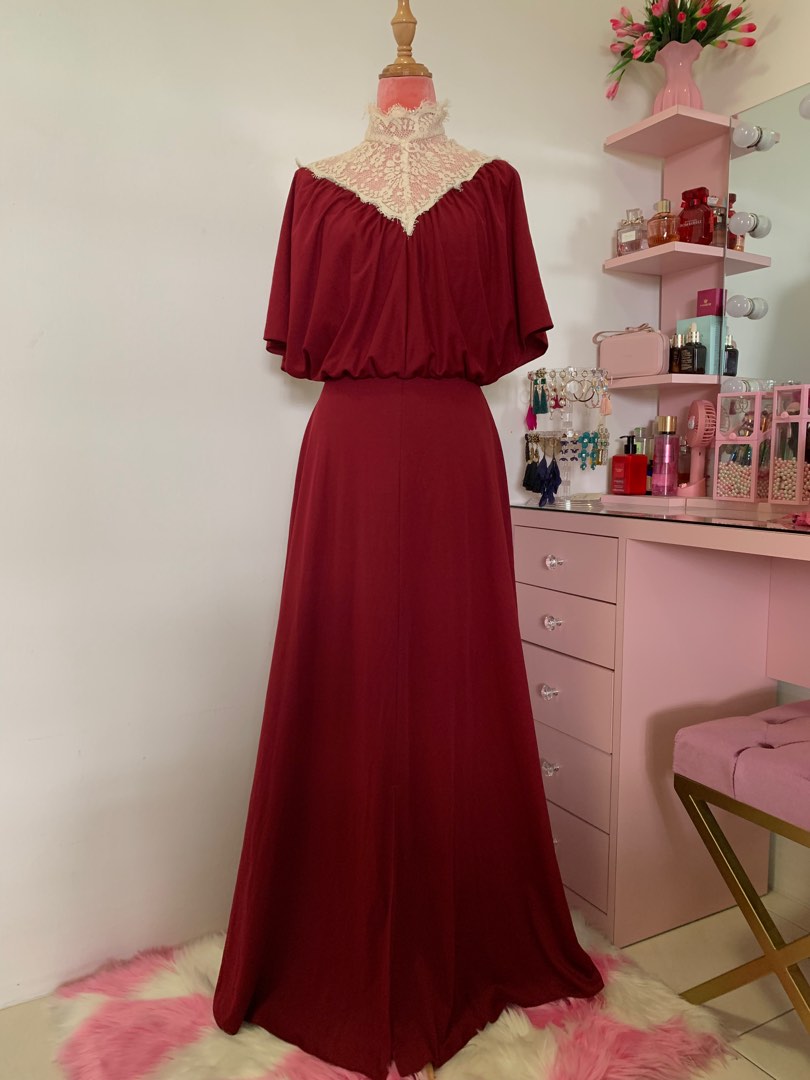 Maroon bohemian top dress
