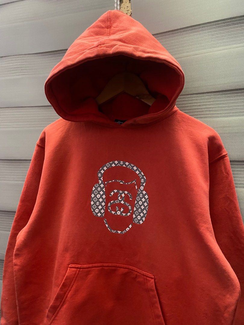 RARE 00's Stussy 'LV Rip-Off' Graphic Baby Blue Pullover Hoodie [L]