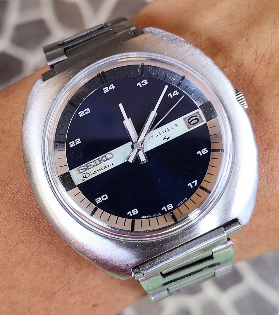 Vintage Seiko Diamatic Dark Blue Dial 70s Men s Fashion Watches