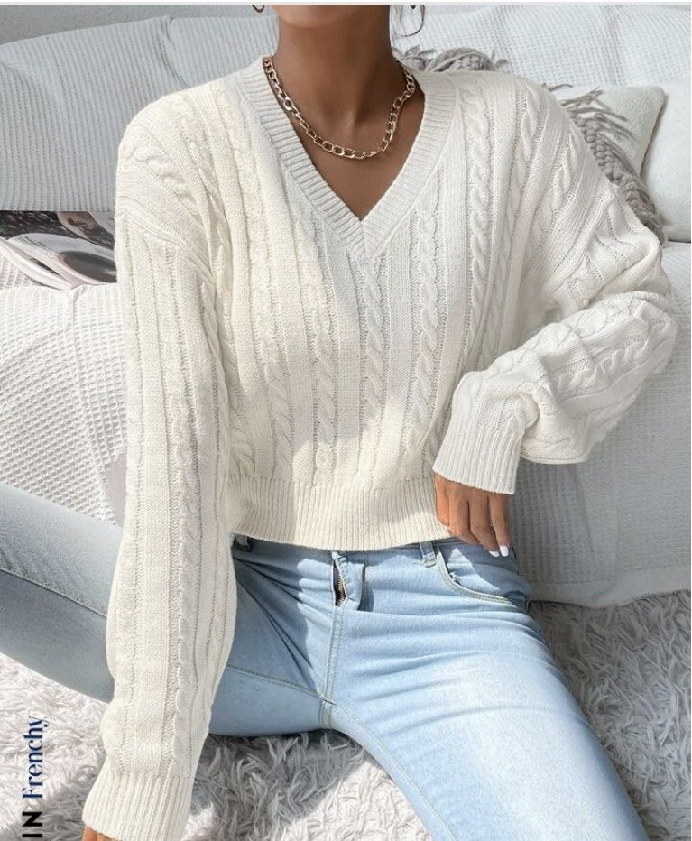 White knit sweater best sale womens