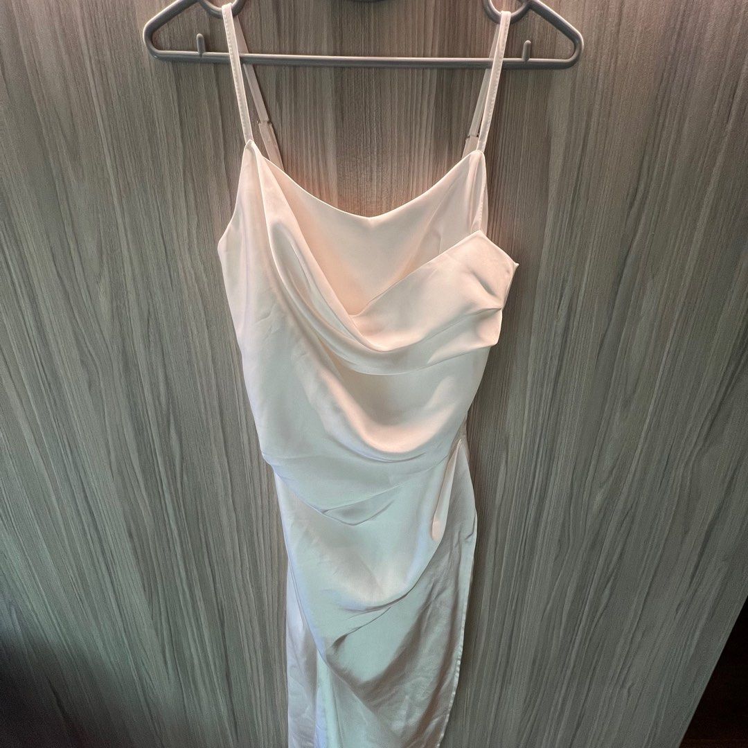 white satin evening dress prom formal event